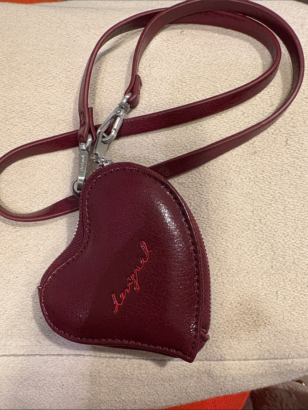 Desigual Wine Red Heart Mini Crossbody Coin purse
